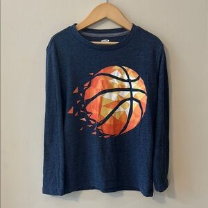 Old Navy Kids Navy Blue Basketball Graphic Long Sleeve Shirt Boys Size M